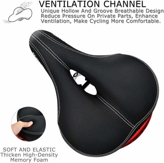 DAWAY Comfortable Men Women Bike Seat C99 Memory Foam Padded Leather Wide Bicycle Saddle Cushion with Taillight, Waterproof, Dual Spring Designed, Soft, Breathable, Fit Most Bikes - Image 4