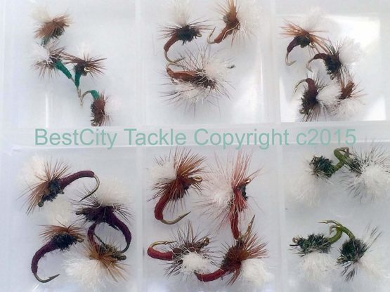 BestCity Fly Fishing 16 KLINKHAMMER Dry Flies+ FREE FLY BOX Size 10-14 Trout Flies UK #310 - Image 2