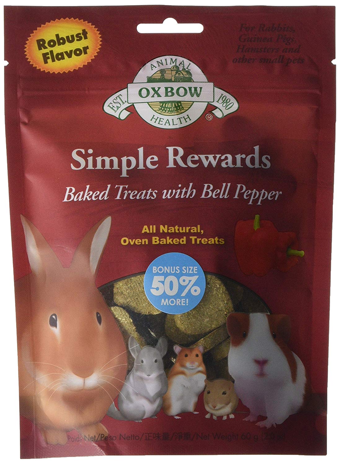 Oxbow Bell Pepper Simple Rewards Baked Treats, May Vary, 85.05 g (Pack of 1)
