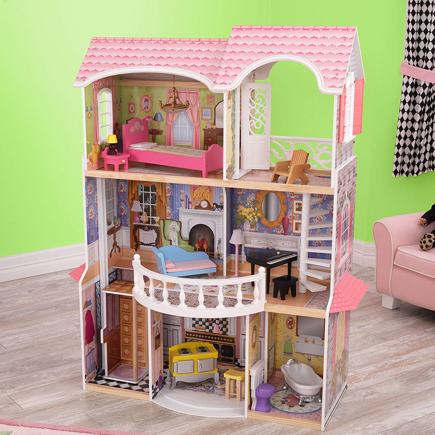 KidKraft Magnolia Mansion Wooden Dolls House with Furniture and Accessories Included - Image 4