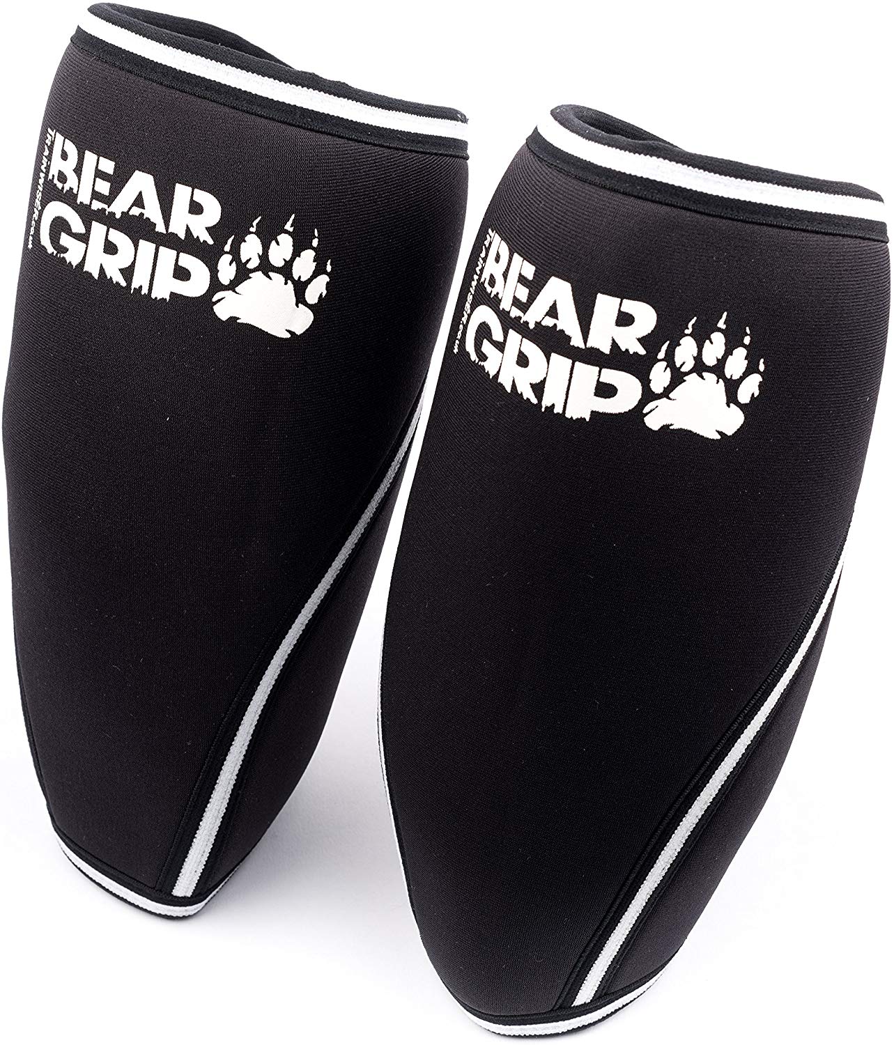 BEAR GRIP Premium 7mm Knee Sleeves (works) - M, Black with White Stripes - Image 3