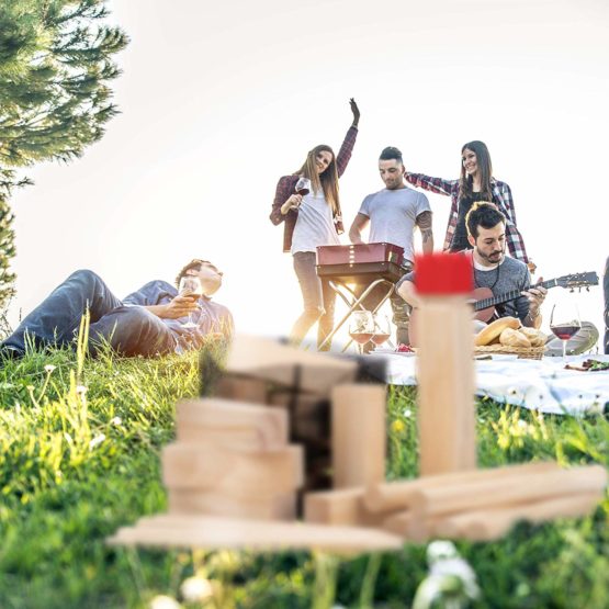 Relaxdays Unisex-Youth Kubb Viking, Nordic Tossing, Outdoor, Red King, Big, Garden Game with Bag,Natural Wood, Brown, One Size - Image 3