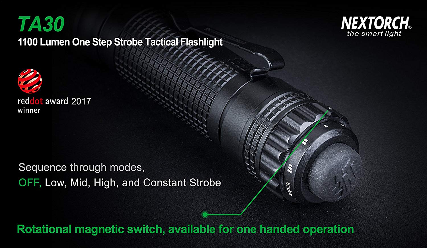 1100 Lumens Law Enforcement Flashlight High Output One Step Strobe