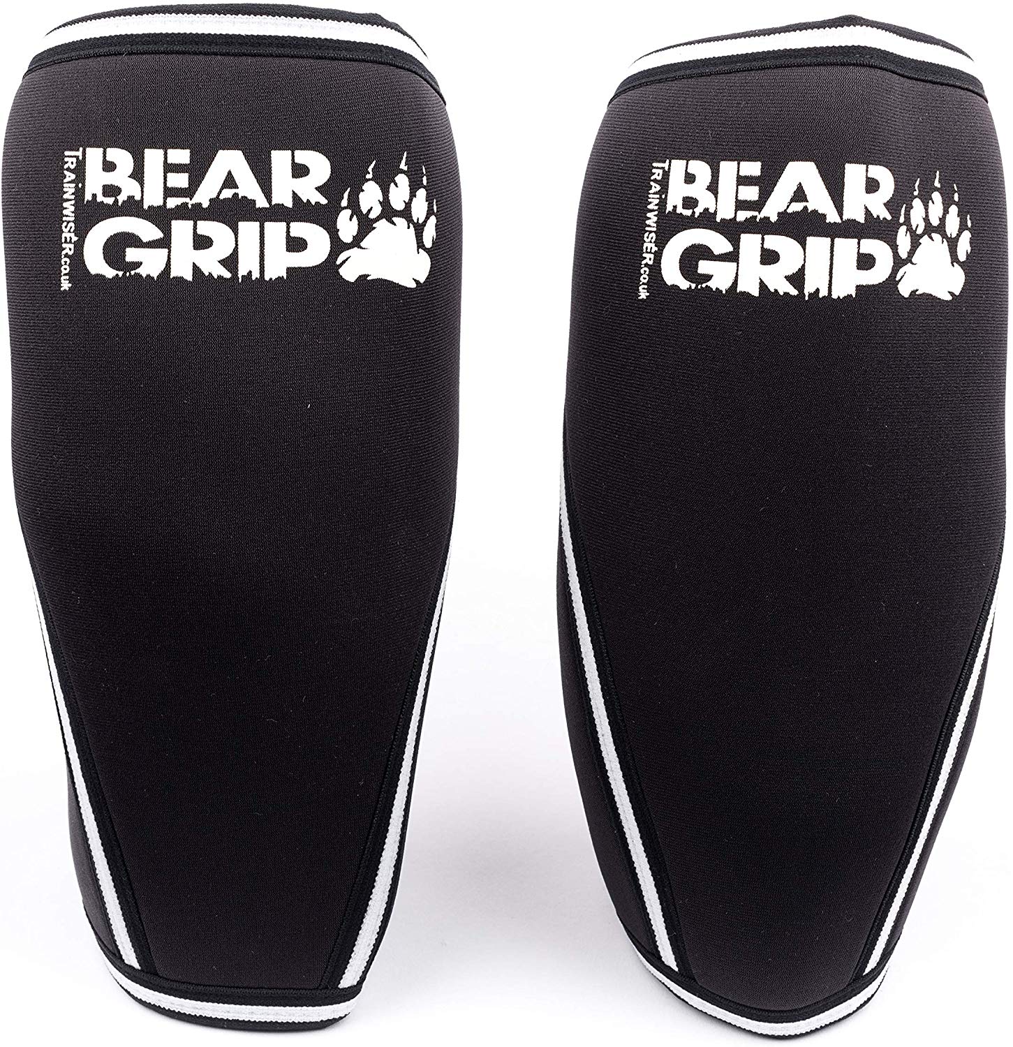 BEAR GRIP Premium 7mm Knee Sleeves (works) - M, Black with White Stripes - Image 4