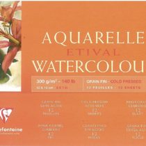 Clairefontaine Etival Cold Pressed Wirebound Pad, 12 x 18 cm, 300 g, 12 Sheets