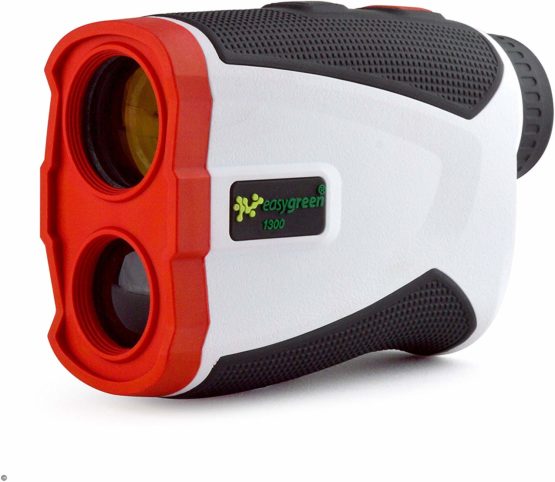 Easy Green 1,300 Yard Golf Rangefinder - With Vibrating Pin Lock & Slope Compensation Technology, White