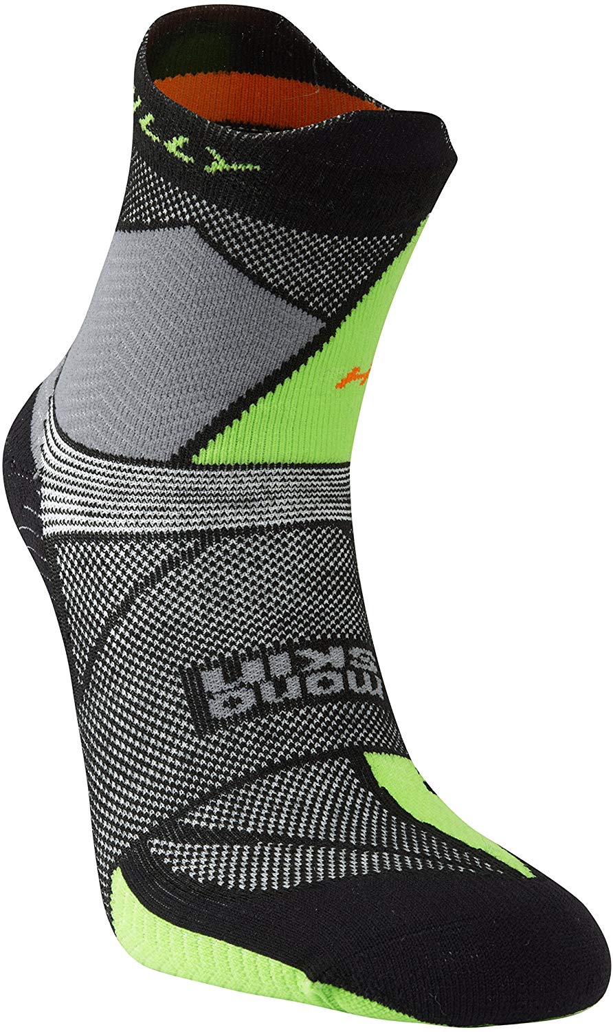 Hilly ,Ultra Marathon Fresh Socks - Black/Grey/Lime Green, M