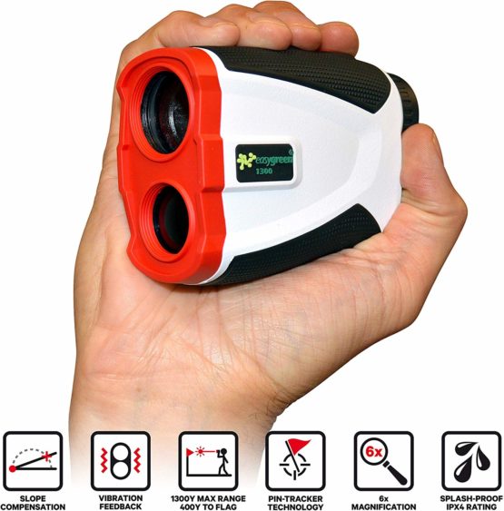 Easy Green 1,300 Yard Golf Rangefinder - With Vibrating Pin Lock & Slope Compensation Technology, White - Image 2