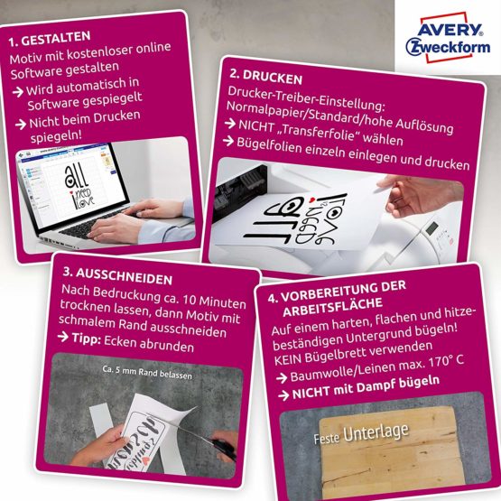 Avery Zweckform Textile Foil DIN A4 for Light Coloured Fabrics 24 Sheets - Image 3