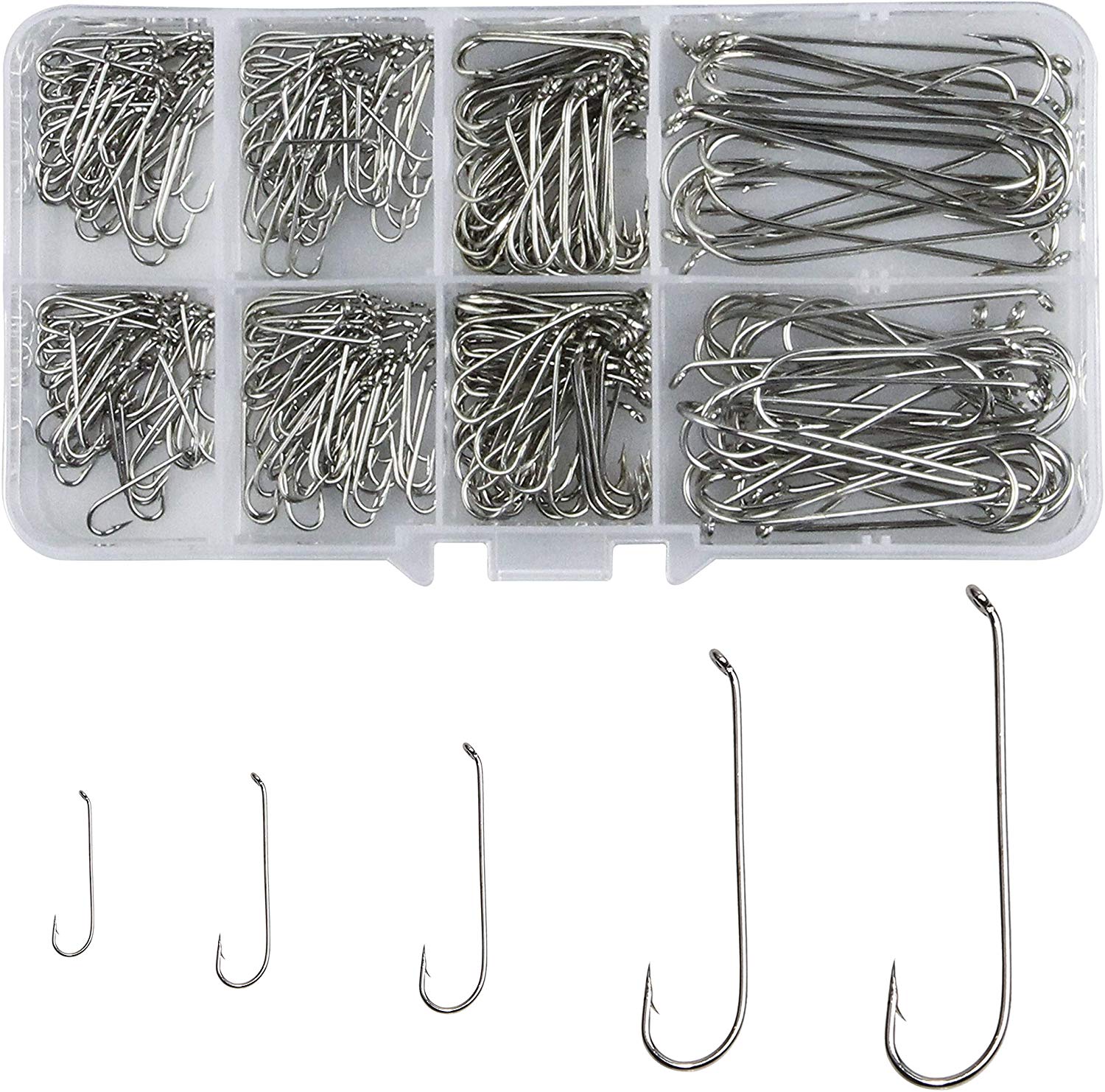 Shaddock Fly Fishing Hooks Set, 350pcs/box High Carbon Steel Fly Tying Fishing Hooks for Freshwater Game Fish Size #2, #4