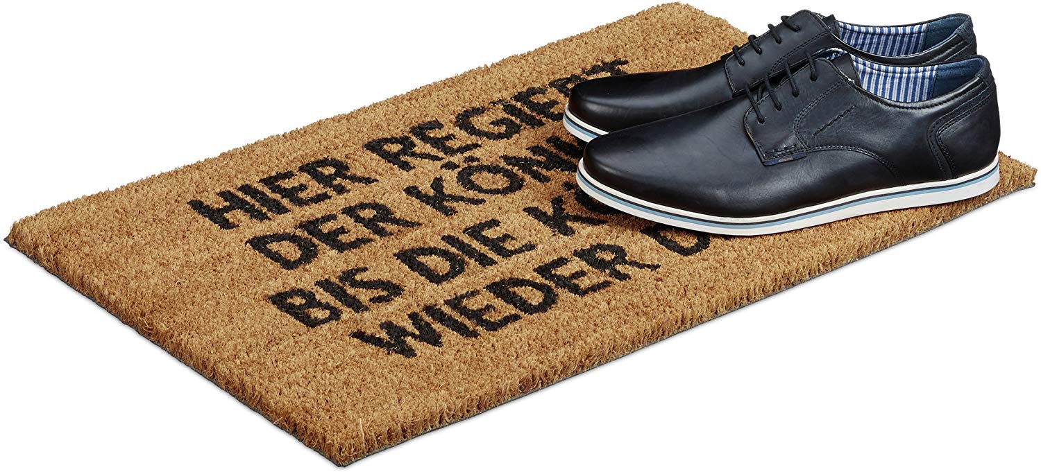 Relaxdays Natural Coconut Fibre Coir Doormat QUEEN German Welcome Mat w/ Anti-Slip Rubber PVC Underside, Brown - Image 3