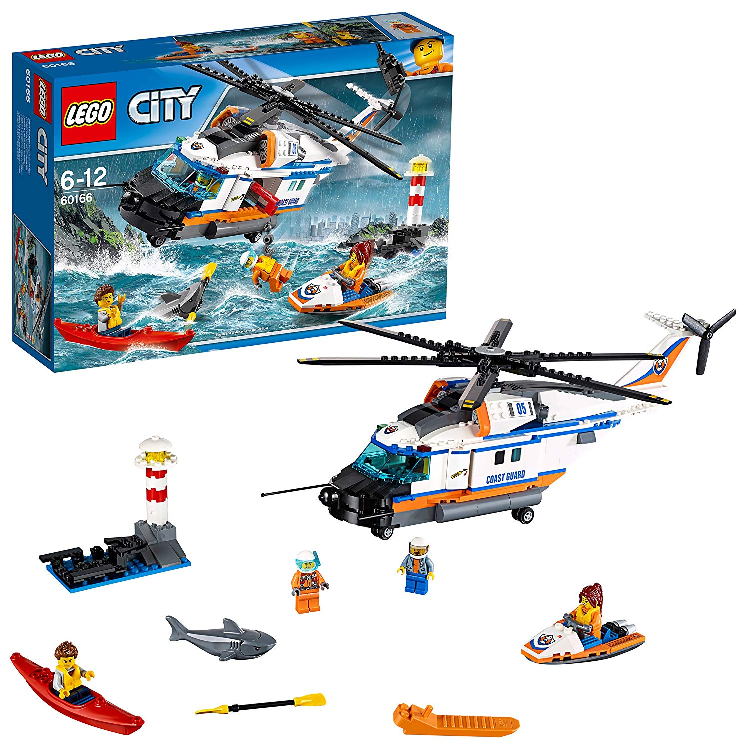 LEGO City 60166 Heavy-Duty Rescue Helicopter, Multicoloured, 38x10x26cm