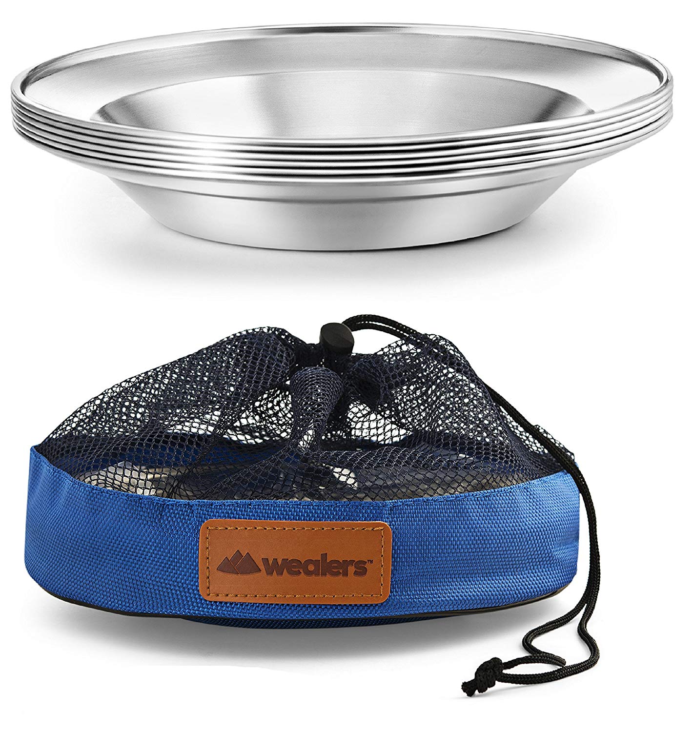 Wealers Stainless Steel Plate Set - 8.5 inch Ultra-Portable Dinnerware Set BPA Free Plates for Outdoor Camping