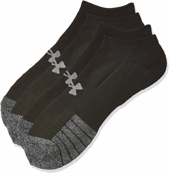 Under Armour UA Heatgear NS, trainer socks; compression socks Unisex, Black (Black/Black/Steel (001)), L
