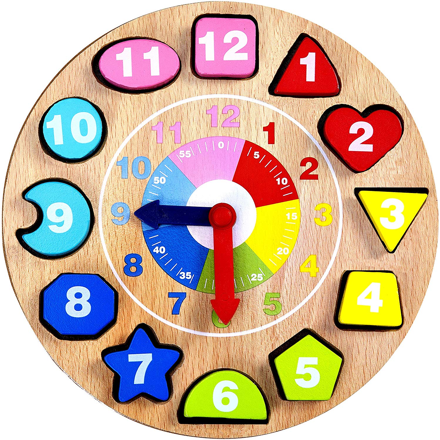 Jaques of London Wooden Kids Learning Clock with Daily Routine Cards, Multicolor, 25 x 23.5 x 4 centimeters
