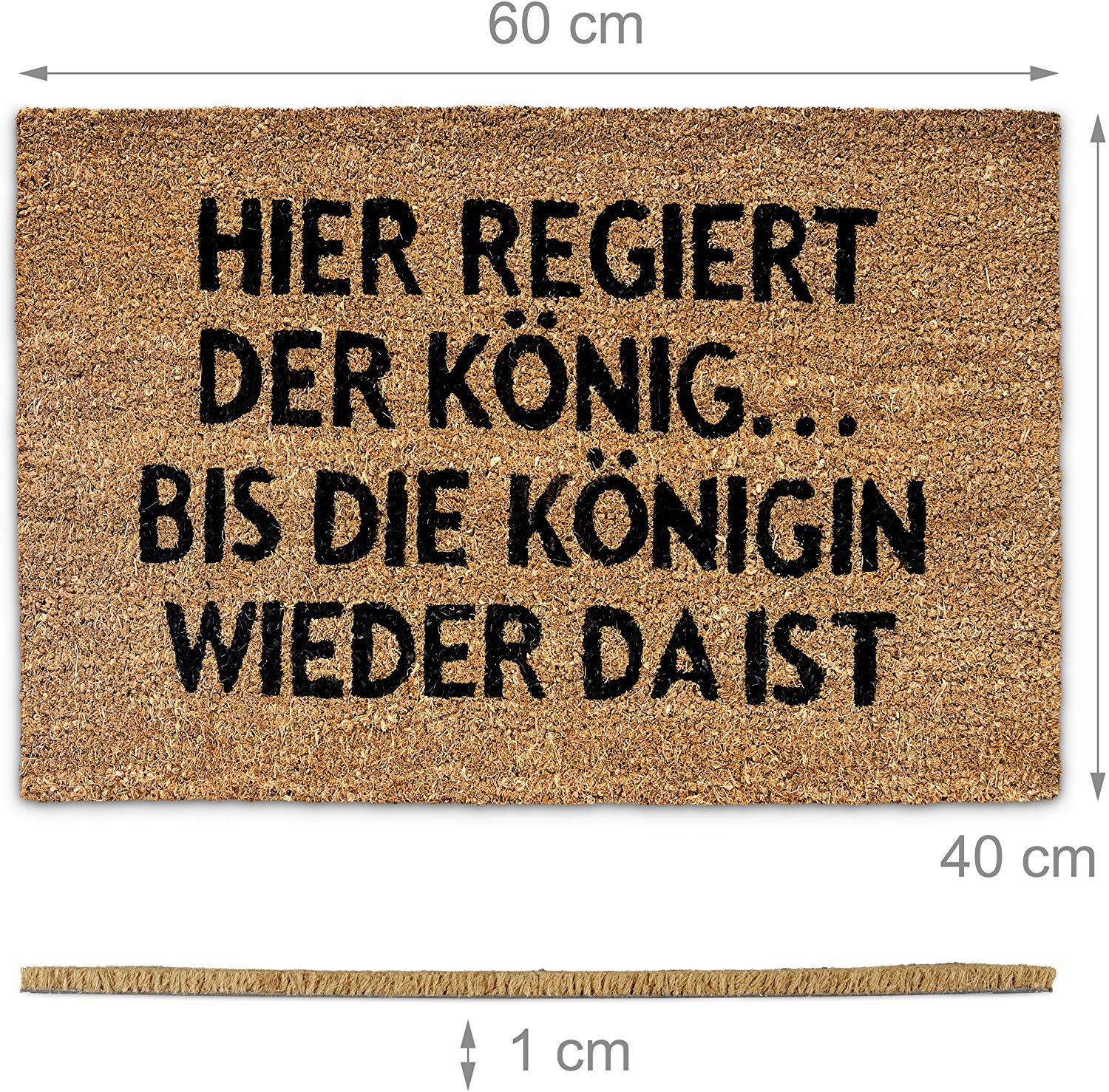 Relaxdays Natural Coconut Fibre Coir Doormat QUEEN German Welcome Mat w/ Anti-Slip Rubber PVC Underside, Brown - Image 4