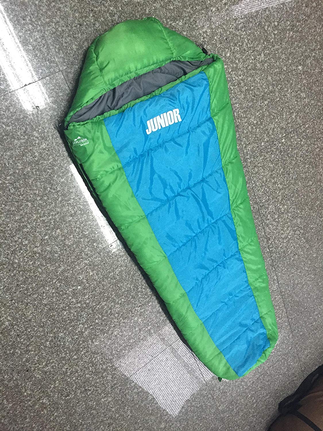 Explorer Junior 4630 Children's Mummy Sleeping Bag 170 x 70 x 50 cm Blue / Green, Multi-Coloured - Blue / Green - Image 2